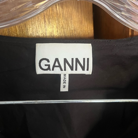 Ganni Black Puff Sleeve Blouse - Picture 4 of 8